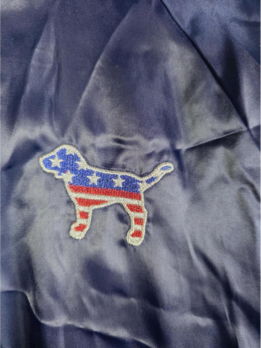 Victorias Secret Pink PATRIOTIC USA 'MERICA Bomber Jacket SATIN Medium